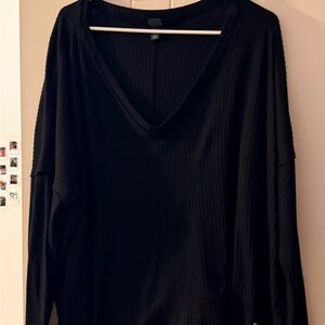 Elegant Black V-Neck Women's Top